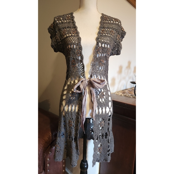 Vintage Y2K Boston Proper Crochet Knit Embellished Cardigan Sweater | Size XS - Picture 12 of 13